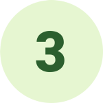 Dark green number three in a light green circle.